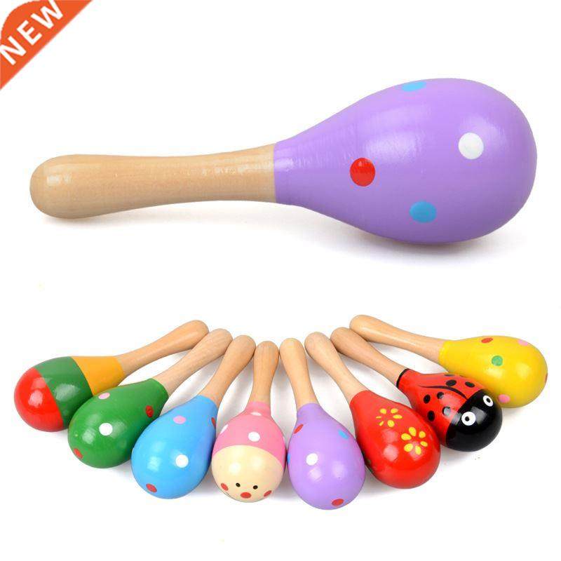 1pc Baby Kid Wooden Ball Toy Sand Hammer Rattle Musical Inst