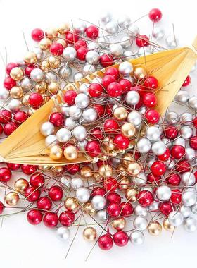 50/100pcs/Lot mini plastic berry artificial flower red cherr