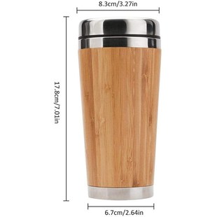 Natural Bamboo Tumbler 450ml Stainless Steel Liner Thermos B