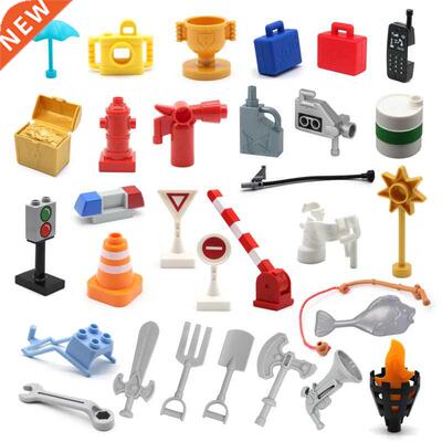 Big Building Blocks City Traffic Signs Furniture Tools Acces