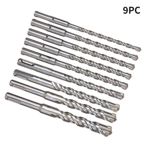 9 Pcs/Set Round Shank Cross Electric Hammer Drill Bit Set Dr