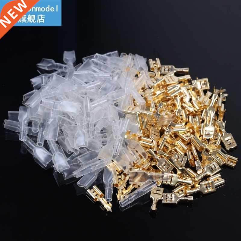 200/100Pcs Female Crimp Terminal Connector 2.8/4.8/6.3mm Gol