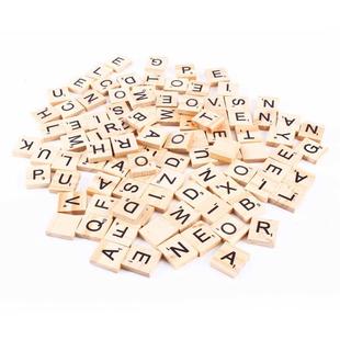 100pcs Wooden Alphabet Scrabble Tiles Black Letters & Nu
