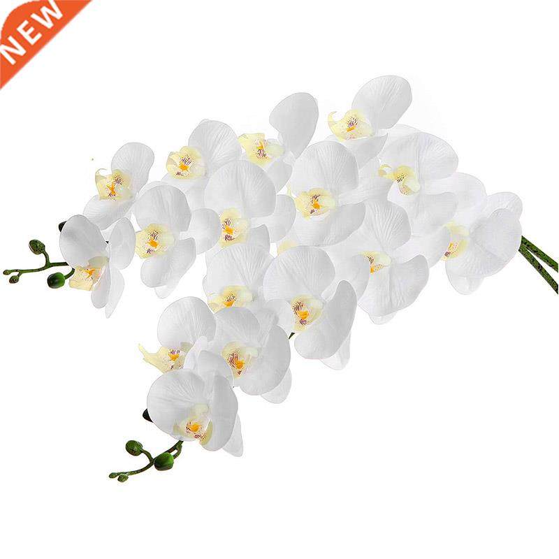 2Pcs 8inch Artificial Real Contact Orchids Flowers 9Heads L