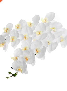 2Pcs 8inch Artificial Real Contact Orchids Flowers 9Heads L