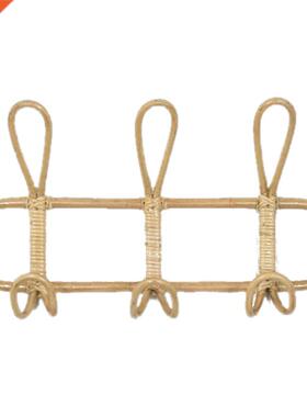 Rattan Wall Hooks Kids Garments Organizer Rack Clothes Hat H
