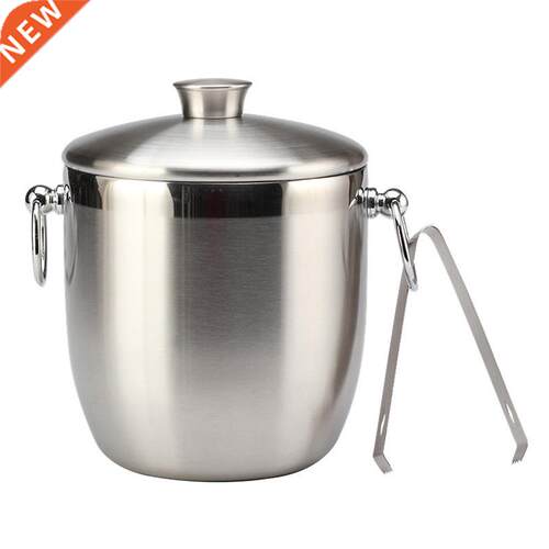 Stainless Steel Ice Bucket with Tongs Liter Double Walled In