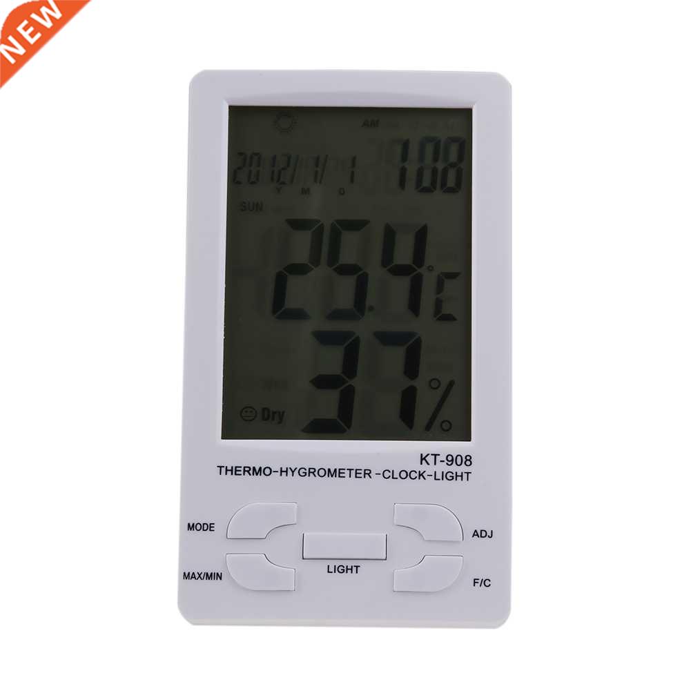 White Indoor/ LCD Thermometer Hygrometer Temperature Humidit