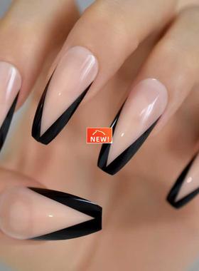 Ballerina False Nails Nude Large V Shape Extra Long Coffin