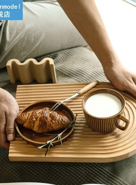 Storage Tray Water Ripple Rectangle Wooden Tea Tray Serving