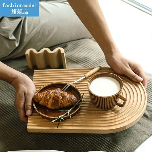 Storage Tray Water Ripple Rectangle Wooden Tea Tray Serving