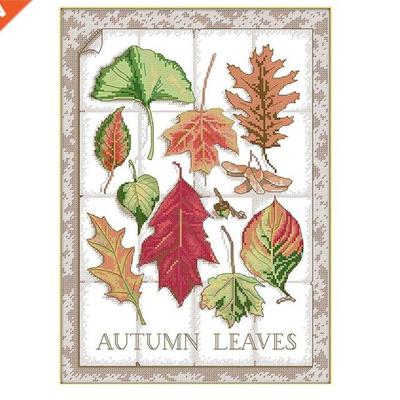 Cross Stitch Kits 11CT Stamped Autumn Leaves Easy Patterns E