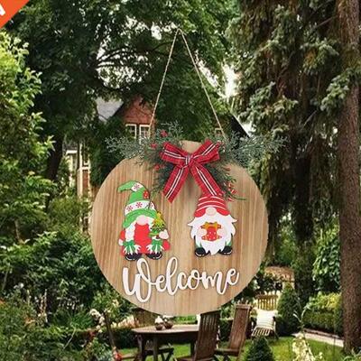 Door Welcome Hanging Ornament Gnome Home Sign Hello Decor Si