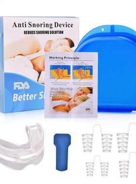 1Pcs Anti Snoring Mouthpiece Nose Clip Relif Apnea Guard Bru
