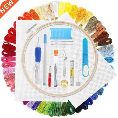 Magic Embroidery Pen Needle Hoop Set Kit Thread Punch Stitch