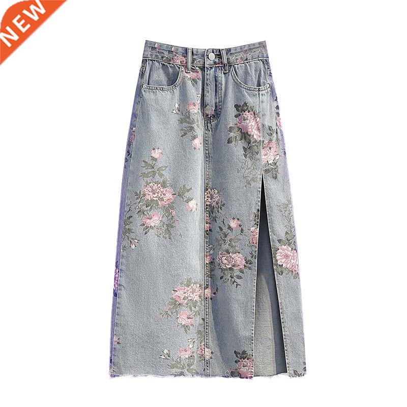 Large size one step denim skirt women	s 2022 spring and s图片
