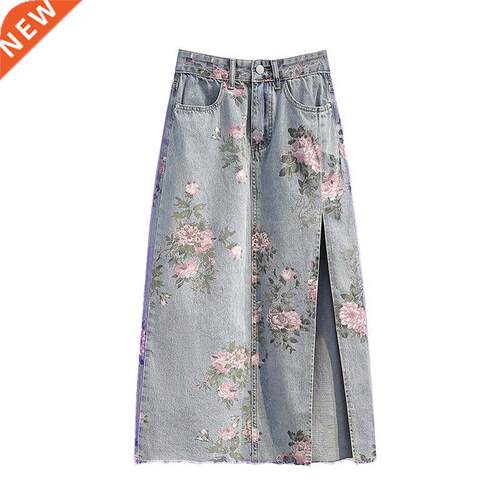 Large size one step denim skirt women	s 2022 spring and s
