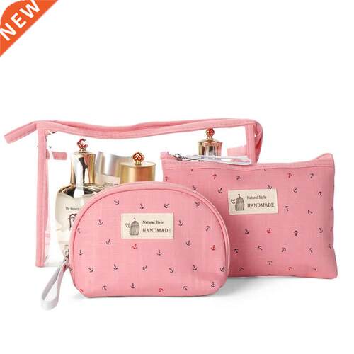 3 Set Casual Women Travel Cosmetic Bag PVC Leather Zipper Ma