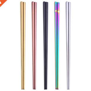 2pcs Chopstcks Non-Slp Chnese Stanless Steel Reusable Me