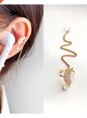 Gold Plated Dangle Earrings Earphone Holder Strap Charm Stud