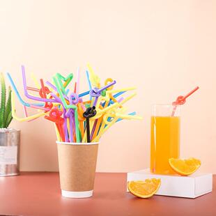 100PCS Multicolor Straws Extra Long Plastic Drinking Straws