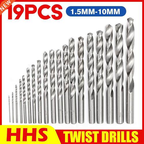 19Pcs Straight Shank Twist Drill Bit HSS High Speed Steel Dr