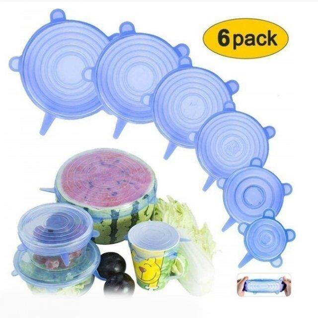 /6pcs Universal Silicone Stretch Lids Kitchen Cookware Reus