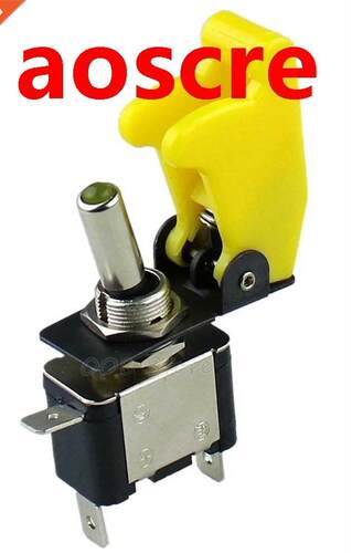 New Flip Up Cover 12V 20A Illuminated Dark Yllow LED Toggle