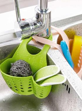 Adjustale Sink Sponge Rack?Hanging Tap Strainer Organizer F