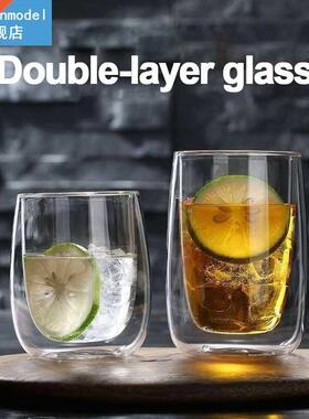 Double wall glass coffee mug champagne whiskey cocktail cup