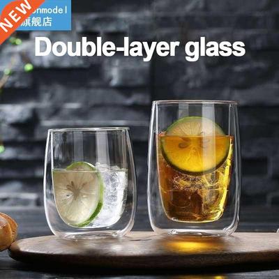 Double wall glass coffee mug champagne whiskey cocktail cup