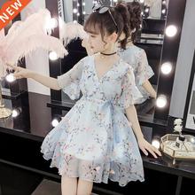 2022 Summer kids baby chiffon floral Girls clothes mesh Dres