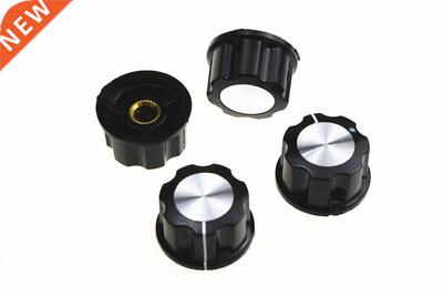 5 Pcs Black Silver Tone 19mm Top Rotary Knobs 适用于 6mm Dia