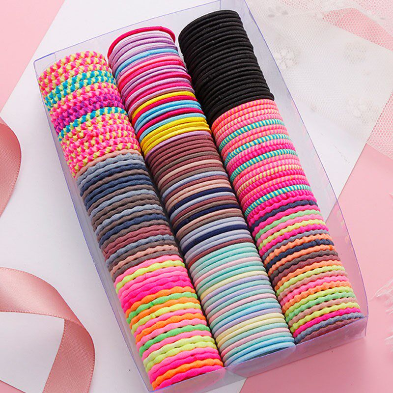50PCS/Set Girls Colorful Basic Elastic Hair Bands Children C