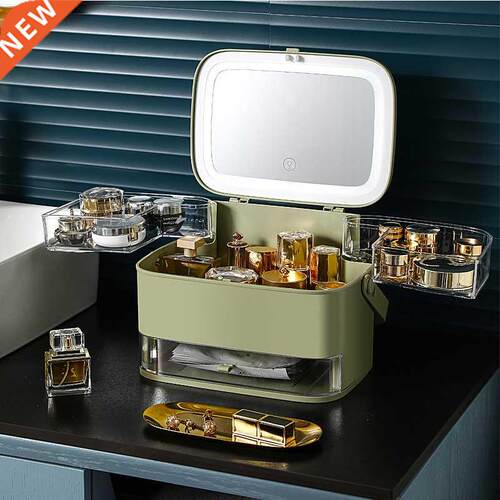 Led Lig Desktop Makeup Case Organizer With HD Mirror Organ
