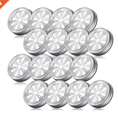 16Pcs Regular Mouth Mason Can Jar Lid Rust Proof Daisy Cut w