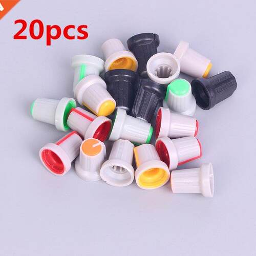 20Pcs Potentiometer Rotary Knobs 6mm Plastic Threaded Knurle