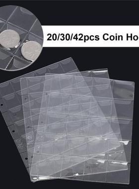 1 Page 20/0/42 Pockets Plastic Coin Holder Sheet For Storag