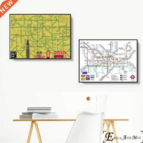 New York London Subway Map Vintage Wall Art Canvas Painting