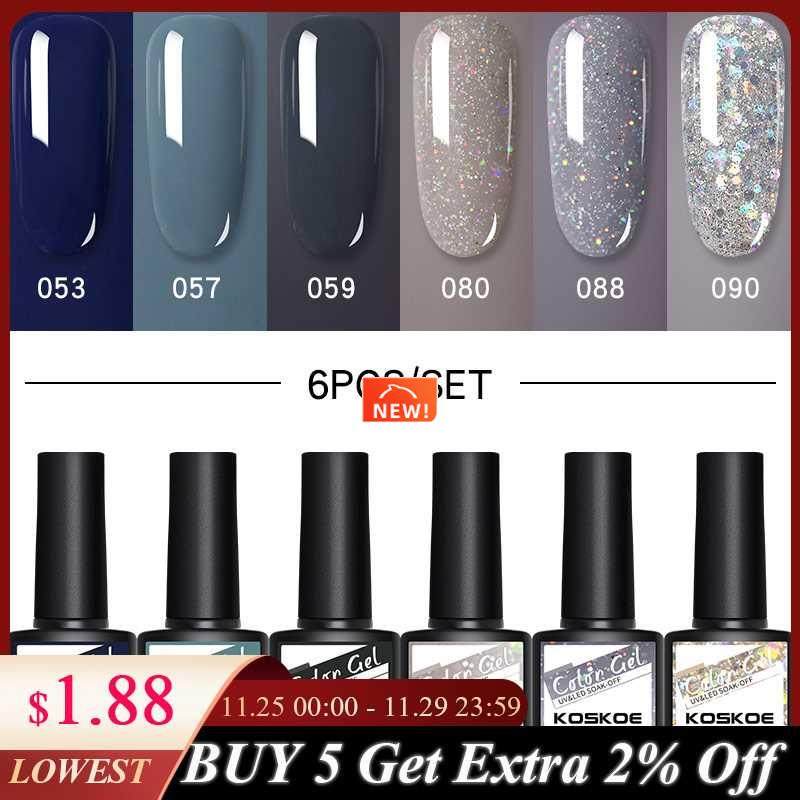 4/6Pcs Gel Nail Polish Set 8ml Glit Semi Permanent Hybrid Ge