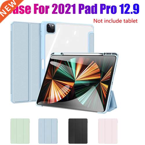 PU Case for 2021 iPad Pro 12.9 Inch Tablet Flip Case PU+Tran