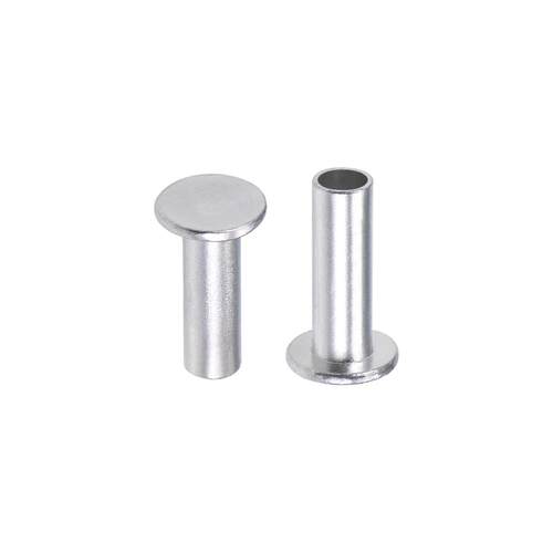 25 Pcs 6mm x 18mm Aluminum Flat Head Semi-Tubular Rivets Sil