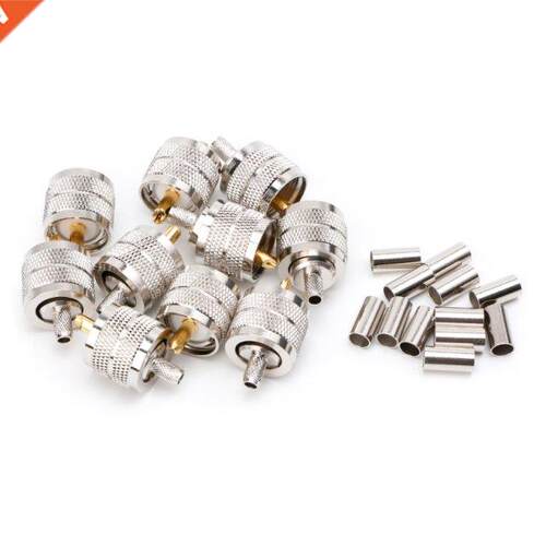 10Pcs UHF Male PL259 Plug Crimp Connector RG58 RG142 LMR195