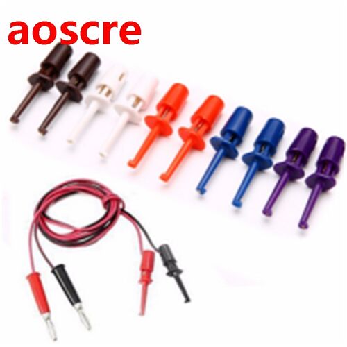 10pcs Multimeter Wire Lead Test Hook Clip Electronic Mini Te
