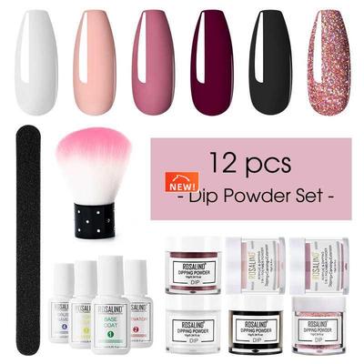 12PCS free baking lamp dip powder French nail polish complet