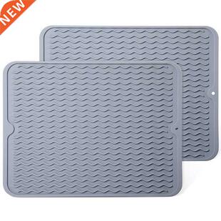 Silicone Dish Drying Mat 适用于 Kitchen Counter, 2-Pack Fast