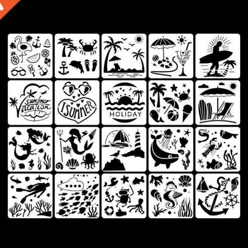 20Pcs Children DIY Painting Graffiti Stencil Cartoon Hollow-