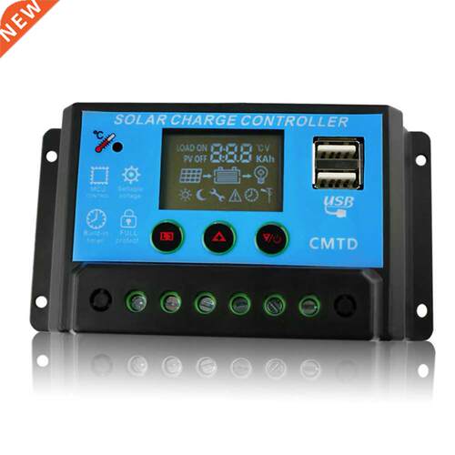 10A Charge Controller 12V/24V LCD Display USB Panel Charge R