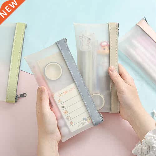 Simple Transpent TPU Leather Korean Fashion INS Pencil Bag