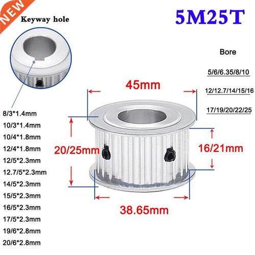 1PCS 5M 25 Tooth Synchronous Wheel Timing Belt Pulley Width